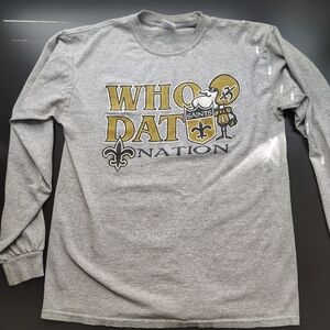 Gildan Gray Long Sleeve 'Who Dat Nation' Shirt Medium